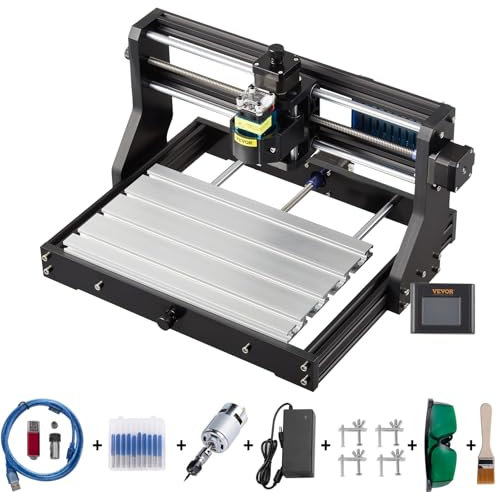 VEVOR Machine à Graver Laser CNC 3018 Graveur Laser 500 mW Zone de Travail 30 x 18 x 4,5 cm GRBL Haute Précision, Machine de Gravure 3 Axes pour Sculpture, Fraisage, Plastique, Acrylique, PVC, Bois