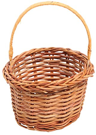 MERRYHAPY Cesta De Pascua Para Manualidades Hecha A Mano Mini Cesta Tejida Decoración Para El Hogar Y La Escuela Accesorio Para Fotos Asa Marrón Claro 8 Cm De Diámetro 5 Cm De Alto