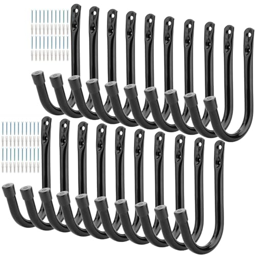 pipabiba Crochets de rangement pour garage, lot de 20 crochets muraux robustes J (14,5 cm x 8,8 cm)