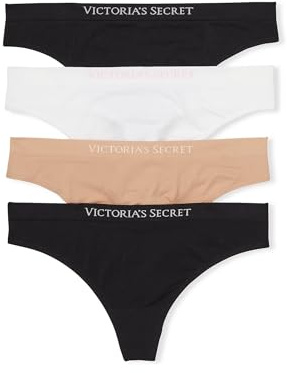 Victoria's Secret Seamless Thong Underwear Pack, Smooth Fabric, Panties for Women, 4 Pack, Multi (M)