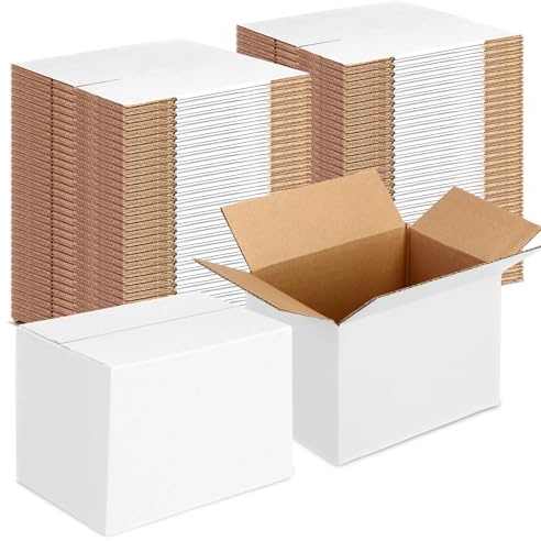 Yeaqee 72 Pcs Shipping Boxes Corrugated Cardboard Small Shipping Boxes for Packaging Mailing Packing Moving Small Business Storage Crafts Gifts(6x4x4 Inch,White)