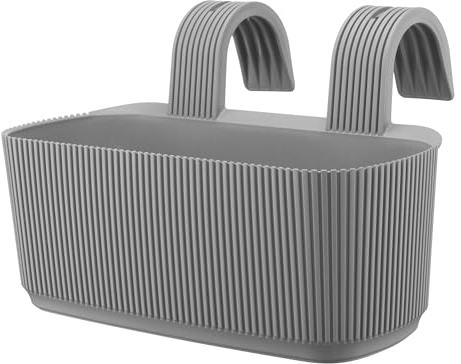 VERDENIA PERA Vaso da fiori sospeso, elegante soluzione di presentazione floreale per esterni, robusto vaso di fiori in plastica, resistente agli agenti esterni, 29 x 19 x 21 cm, grigio