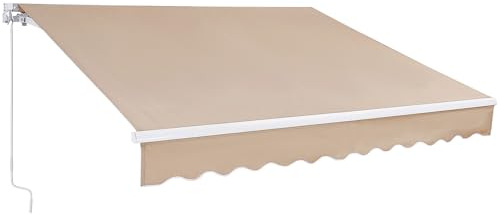 VEVOR Manuell Infällbar Markis, 3.96x2.43m Uteplatsmarkis Utfällbar Solskydd, Vattentät Polyester Uteplatsdörr Fönstermarkis Solskyddsskydd med Vev för Bakgård, Balkong