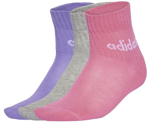 adidas Unisex - Bambini LINEAR KIDS ANKLE SOCKS 5pP, True Pink / Pink Fusion / Violet Fusion / Medium Grey Heather, 3-4 Years