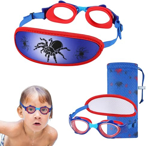 RUIGAO Kids Swim Goggles Age 2-6, Toddler Goggles No Hair Pull, Child Swimming Goggles with Case