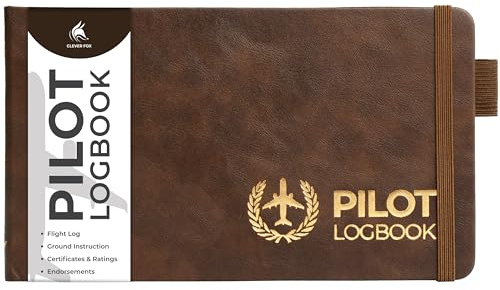 Clever Fox Pilot Logbook – Hardcover Flight Log Journal for Professional & Student Pilots – Aircraft Record Book, Aviation Gifts & Gear (Aviator Brown)