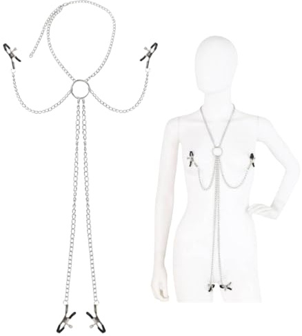 Morsetti regolabili per capezzoli Morsetti per figa con catena senza piercing Set di gioielli per il corpo BDSM Morsetti sexy per il seno Morsetto per Labia Clitoride, costrizione del sesso Bondage