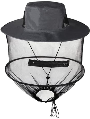 LALAGO 2 Pcs Casquette de Moustiquaire avec Filet, Chapeau de Soleil avec Moustiquaire, Face Cover, Chapeau de Safari avec Filet Caché Contre Les Insectes (Gris)
