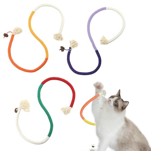 Smavles Jouet Chat, 3Pcs Jouets à Mâcher,Jouet de Dentition Chaton,70Cm Jouet Chat Corde,Jouet a Macher Chat,Jouet pour Chat Interactif,Jouets de Soins Dentaires pour Interagir Et Nettoyer Les Dents