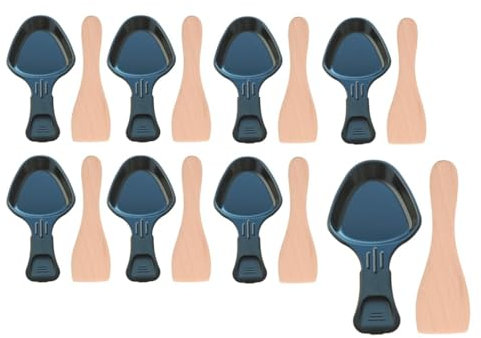 SOS Accessoire Lot de 8 coupelles à raclette et 8 pelles en bois pour Poêlon, spatule raclette Raclette, gril, Wok AS306001, AS306003 TEFAL
