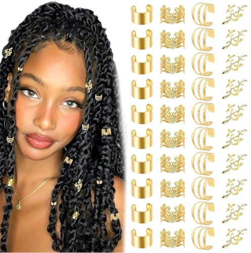 40 pezzi di accessori per capelli intrecciati, fermagli per trecce a spirale con fori, accessori per capelli dorati, gioielli per trecce da uomo, trecce per capelli, accessori e decorazioni, unisex