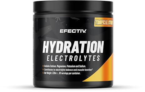 Efectiv Hydration Electrolytes Powder - 330g, 60 Servings - Vegan Electrolyte Powder with Key Minerals - Calcium, Magnesium, Potassium, Sodium - Zero Sugar Electrolytes Drinks (330g, Tropical Storm)
