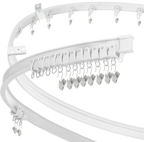 3.65m Ceiling Curtain Track,Flexible Bendable Curtain Rail Wall Mounted Plastic Curved Sliding 12Ft Ceiling Tracks Set System for Bay Window