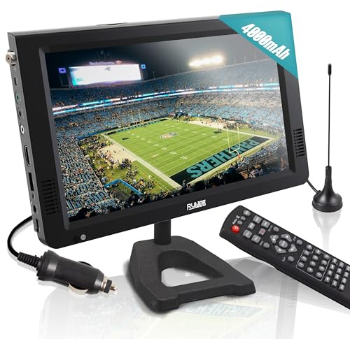 Rywob TV portátil de 10 pulgadas, mini TV con soporte para camping, coche, cocina, viajes, emergencia (soporte)