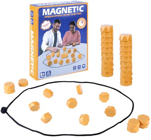 Gioco di Scacchi Magnetico Generico, Portatile e Strategico con Tavola Magnetica per Bambini e Adulti, Puzzle da Tavolo per Famiglia, Viaggio e Serate di Giochi con Corda e Pietre
