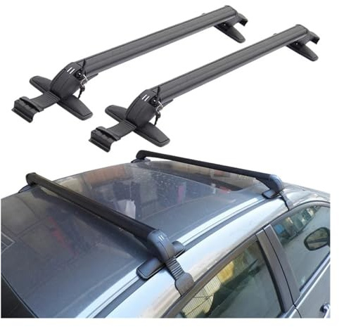 Portapacchi In Alluminio Con Barra Di Montaggio Sul Tetto Auto Universale Veicoli Neri Portabagagli Superiore Serratura 2 Pezzi Auto Portapacchi Rail(C-Pole 95cm-105cm)