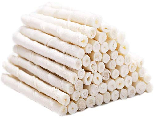 MON2SUN Dog Rawhide Twist Sticks Natural 5 Inch Thin Sticks Rawhide Chews Treats for Puppy and Small Dogs 60 Count, 12.7oz