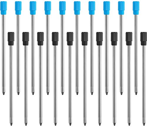 2,75 Zoll Kugelschreiberminen für Diamant Kristall Stylus Stifte und Kugelschreiber mit Schwarzem Samtbeutel, Schwarz und Blau, 20 Stücke