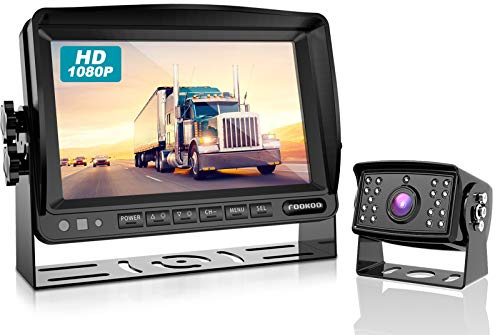 FOOKOO Ⅱ HD Backup Camera System Kit,7 1080P Reversing Monitor+IP69 Waterproof Rear View Camera,Sharp CCD Chip, 100% Not Wash Up,Truck/Semi-Trailer/Box Truck/RV (FHD1-Wired)
