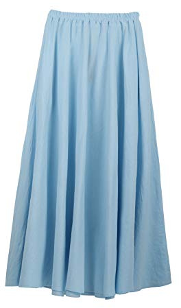 Camilife Jupe Longue en Coton et Lin pour Femme avec Poches Latérales Ceinture élastique Style Rétro Vintage Bohème Maxi Jupes Taille S/M Couleur Unie