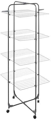 5five - Stendibiancheria pieghevole Mojave Tower - Asciugatrice in acciaio da 40 metri con ruote - Per uso interno, lavanderia