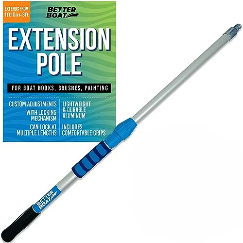 Extension Pole, Telescoping Rod, 1.8-3 ft Extendable Deck Brush Handle, Boat Hook, Painter’s Stick, 3/4 Universal End, Twist Lock, for Paint Rollers, Mops, and Long Reach Tasks