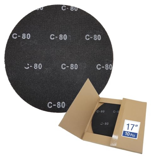 HUAALIUCHE 17 Sanding Screen Discs - Mesh Floor Sanding Screen - Black Silicon Carbide - for Wood Floors (10 Pack, 80 Grit)