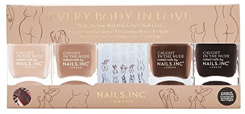 Nails Inc Everybody in Love Nail Polish Set with Stickers, 56ml, Nude Nail Polish