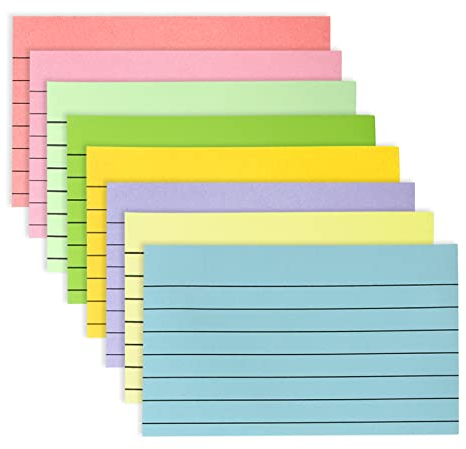Haftnotizen, 400 Blatt Linierte Haftnotizen, 8 Farben Bunte Sticky Notes 76 x 127 mm Selbstklebende Klebezettel für Büro Zuhause Schule Sitzung