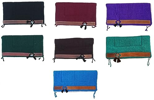 NETPROSHOP Pferd Sattelunterlage Western Pad mit weichem Webfell und Lederverzierung Full, Farbe:Braun