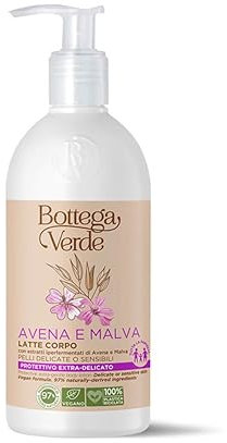 Bottega Verde - Latte Corpo Idratante e Protettivo Extra Delicato, 400 ml, con Estratti Iperfermentati di Avena e Malva, per Pelli Sensibili e Delicate
