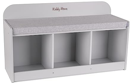 KiddyMoon sittbänk med säte för barn multifunktionella barnmöbler för sittförvaring leksaker barn, grå/ljusgrå