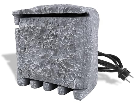 Froadp 1 presa da giardino con 4 prese esterne, effetto pietra, con spina europea, 1,5 m, cavo di estensione IP44, impermeabile, spina multipla, per esterni, colore grigio