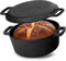 Ø24cm Brotbacken Gusseisen Topf 4L Gusseisentopf mit Deckel-Bratpfanne Kochtopf aus Gusseisen Brotbackform geeignet für Gasgrill, Backofen, Feuerstelle und alle Herdarten inkl. Induktion