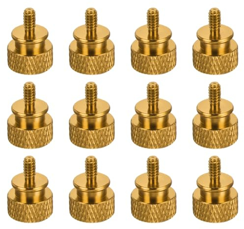 QUARKZMAN 12 st Unc6-32 x 6,5 mm slitsad handskruv för datorhölje, handgängade skruvar, aluminiumlegering, för PC-fodral, guld