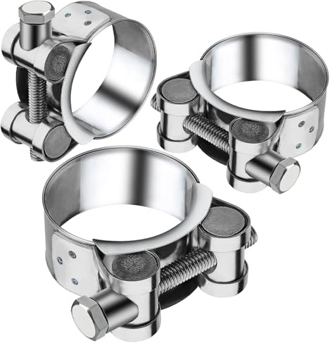 T Bolt Hose Clamps 23-25mm Exhaust Pipe Clamp 3 Pieces Heavy Duty Tube Clamps 304 Stainless Steel Bolt Clip Band Width 18mm for Exhaust Hose Water Pipe Attachment