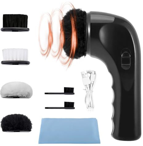 Electric Shoe Cleaning Kit, Electric Shoe Shine Kit with 4 Brush Heads, Portable Wireless Leather Care Kit, Electric Shoe Brush Polisher for Boots, Shoes, Bag, Sofa, Leather Care