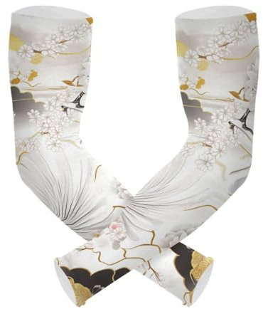 WDdZzyy 1 paio di manicotti di protezione per braccio di raffreddamento in oro bianco vintage giapponese per gru da giardino e ufficio, Gru giapponese vintage in oro bianco, Taglia unica