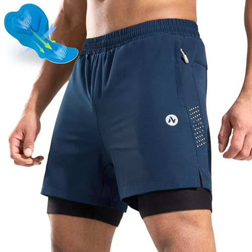 Nepest Mens Cycling Shorts 4D Padded Zip Pockets Space Blue/Light Grey, L