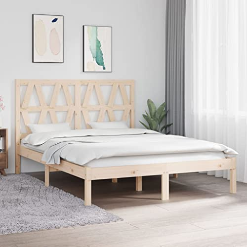 Homgoday Sängstruktur i massivt furuträ 140 x 190 cm, sängstruktur, möbler för sovrum hem, naturlig sängbotten 140 x 190 cm