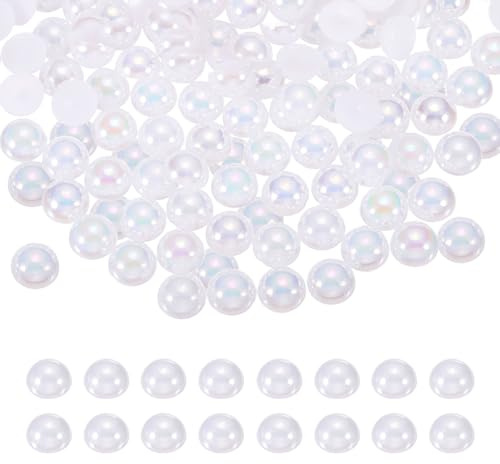 QUARKZMAN 1300 Piezas De Media Perla Para Manualidades, 4 Mm Media Perla Plana Imitación Cabujón Abalorios De Estrás Para DIY Manualidades Ropa Tazas Zapatos Decoración Uñas (Blanco AB)