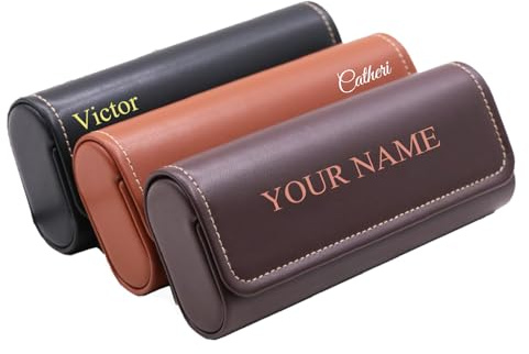 Personalizzata Custodia per Occhiali Rigida, Personalizzabile Nome Testo Scatola per Occhiali in Pelle PU Premium, Portatile Porta Occhiali da Vista per Donna Uomo, Custodia per Occhiali Rigida