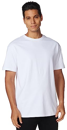 URBAN CLASSICS Men's Basic Oversized T-Shirt, Wide Cut, Long Tee, Short Sleeves Shirt with Crew Neck, 100% Jersey Cotton, in White, Size: XL