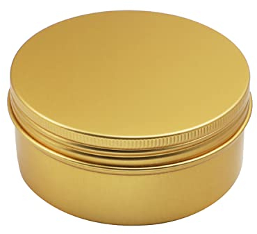 Othmro 150ml Aluminium Tin Jars, 1pc Round Metal Tins Empty Storage Containers, Makeup Storage Can Candles Jars Tins with Lid for DIY Crafts Travel Storage Gloden (150ml/5oz)
