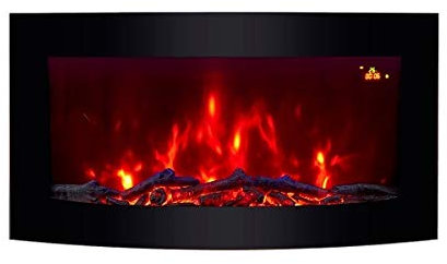 2025 TruFlame Wall Mounted Arched Glass Electric Fire with Log Effect and 7 colour side LEDs (89.2cm wide)