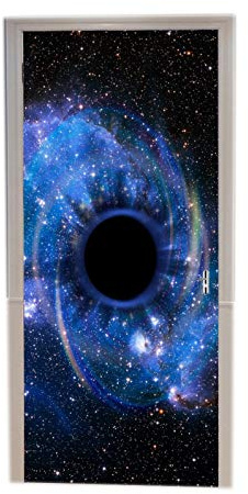 A.Monamour Sticker Porte Autocollant Poster de Porte 3D Étoiles De Galaxie Bleue Trou Noir Profond Astronomie Cosmique Résumé Vinyle Affiche de Porte Sticker Mural Papier Peint Art Décor 77 x 200 cm