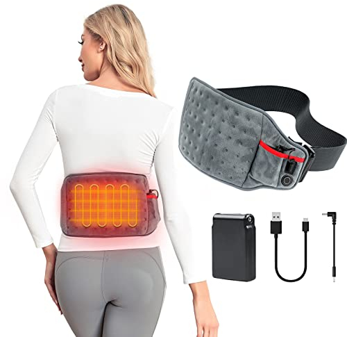 Kintiwe Wärmegürtel, Heizkissen Kabellos mit 10000mAh Akku, Wärmekissen Heizgürtel mit 3 Schnelle Erwärmung Temperaturstufen für Rücken, Schulter, Bauch, Taillenschmerzen