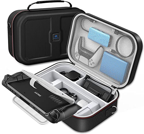 Steam Deck Case 2023 Upgrade, Tragetasche für Steam Deck Konsole & Zubehör, Steam Deck Travel Case Built-in AC Adapter Ladegerät Aufbewahrung, Große Kapazität