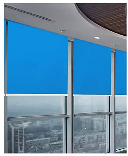 PHLEPS Home Trimmable Blackout Roller Blinds, Polyester Fabric Thermal Window Blinds, UV-Resistant, Up to 180cm, Easy to Install, for Office Bathroom Bedroom Living Room (Color : Blue, Size : 1.37x1