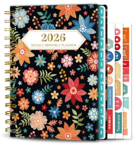 Ymumuda 2026 Planner, Daily Weekly and Monthly Planner，Jan 2026 - Dec 2026, 8.4 x 6.3, 2026 Calendar Planner Book with Tabs, Spiral Notebook with Inner Pocket for Office Home School Supplies